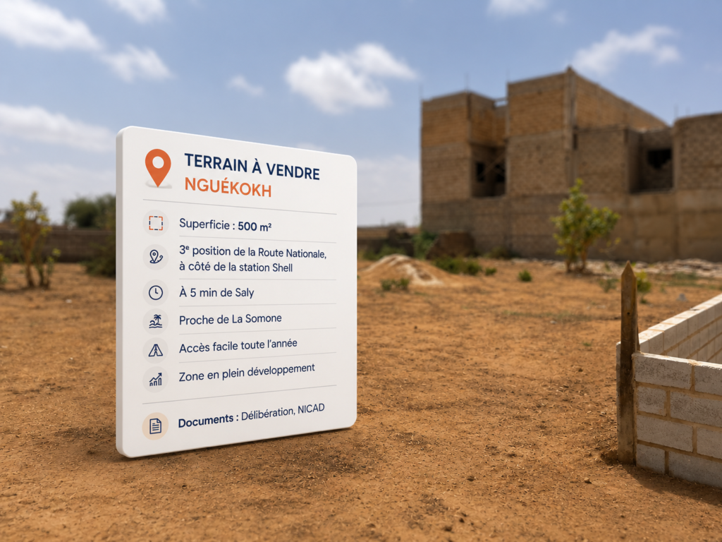 Terrain de 500 m² à vendre à Nguékokh